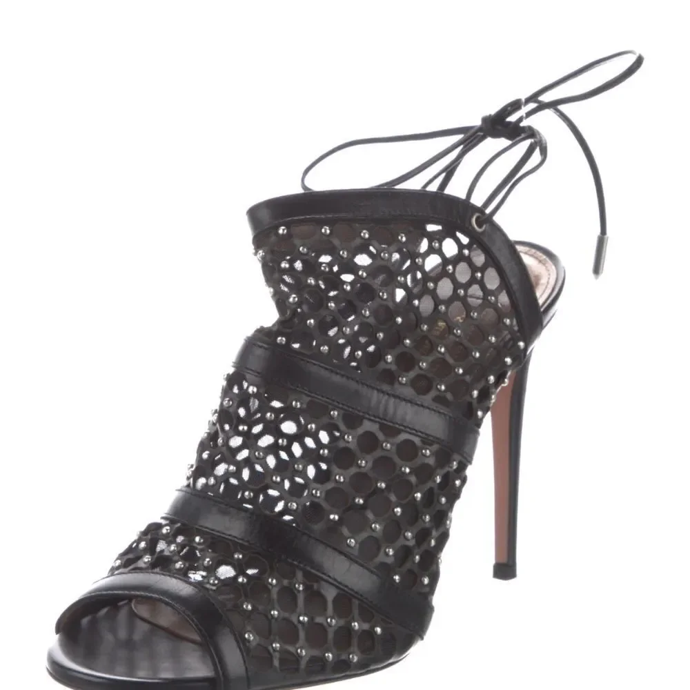 Aquazzura Like New Blondie Studded Leather Heels - Picture 2 of 8